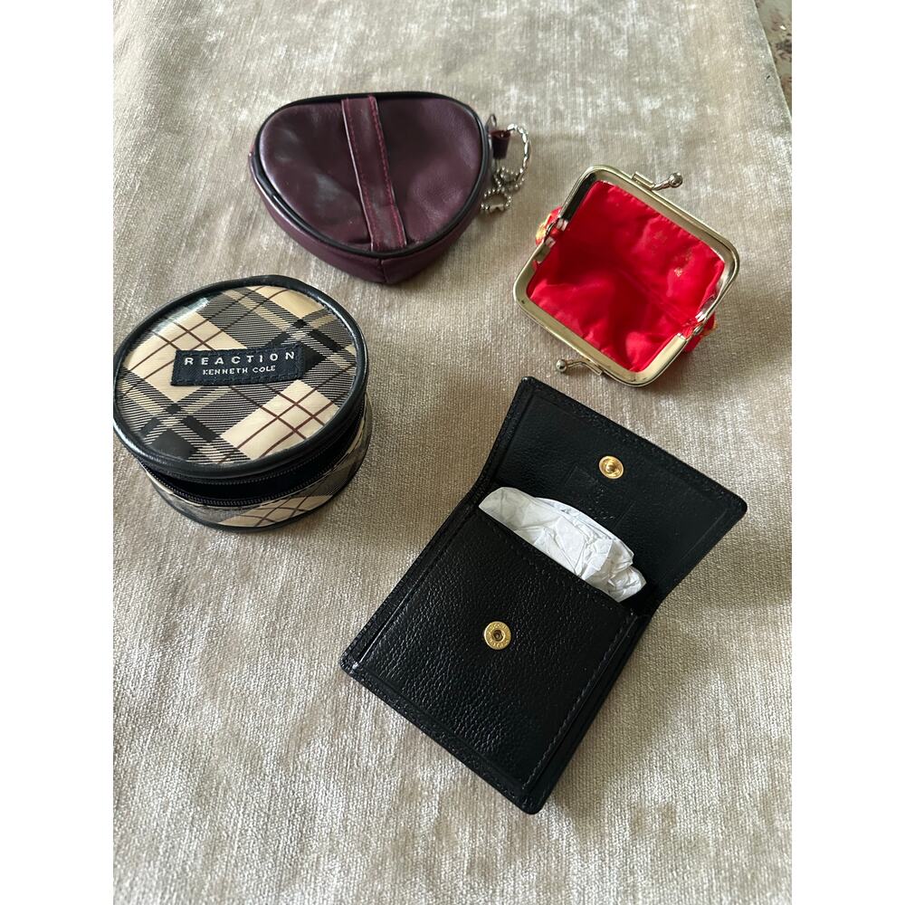 Vintage coin purses lot 4 set lladro leather kiss lock set